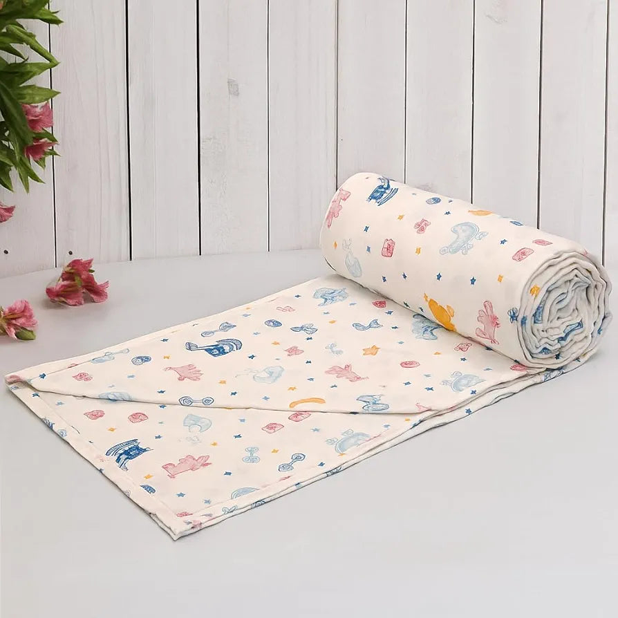 Trance Home Linen 150 GSM Pure Cotton Reversible Dohar Single Bed Size Ac Blanket Comforter Soft Light-Weight Bed Blanket Multicolor56 X 88 Inch Colour Caps & Dies