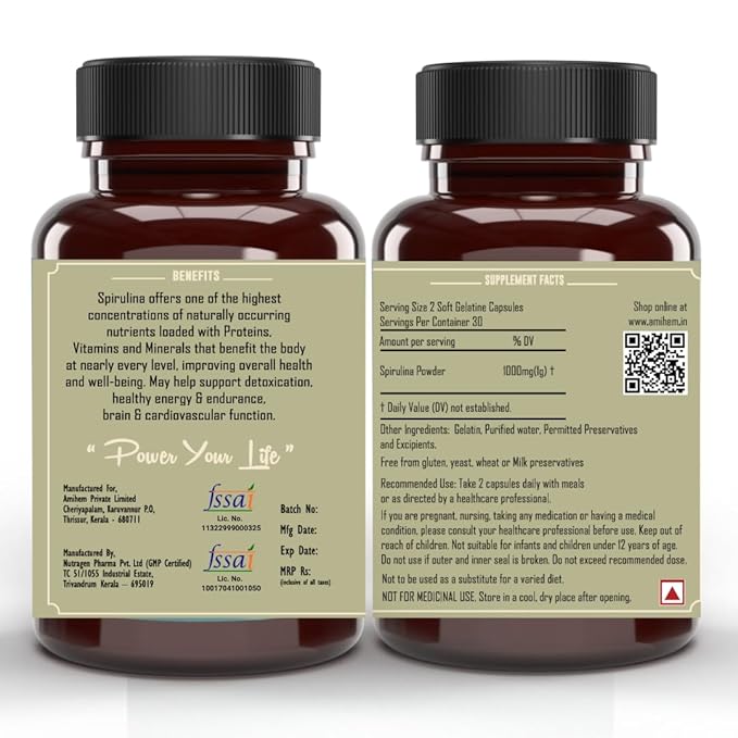 Amihem Spirulina Capsules  - 30 Capsules