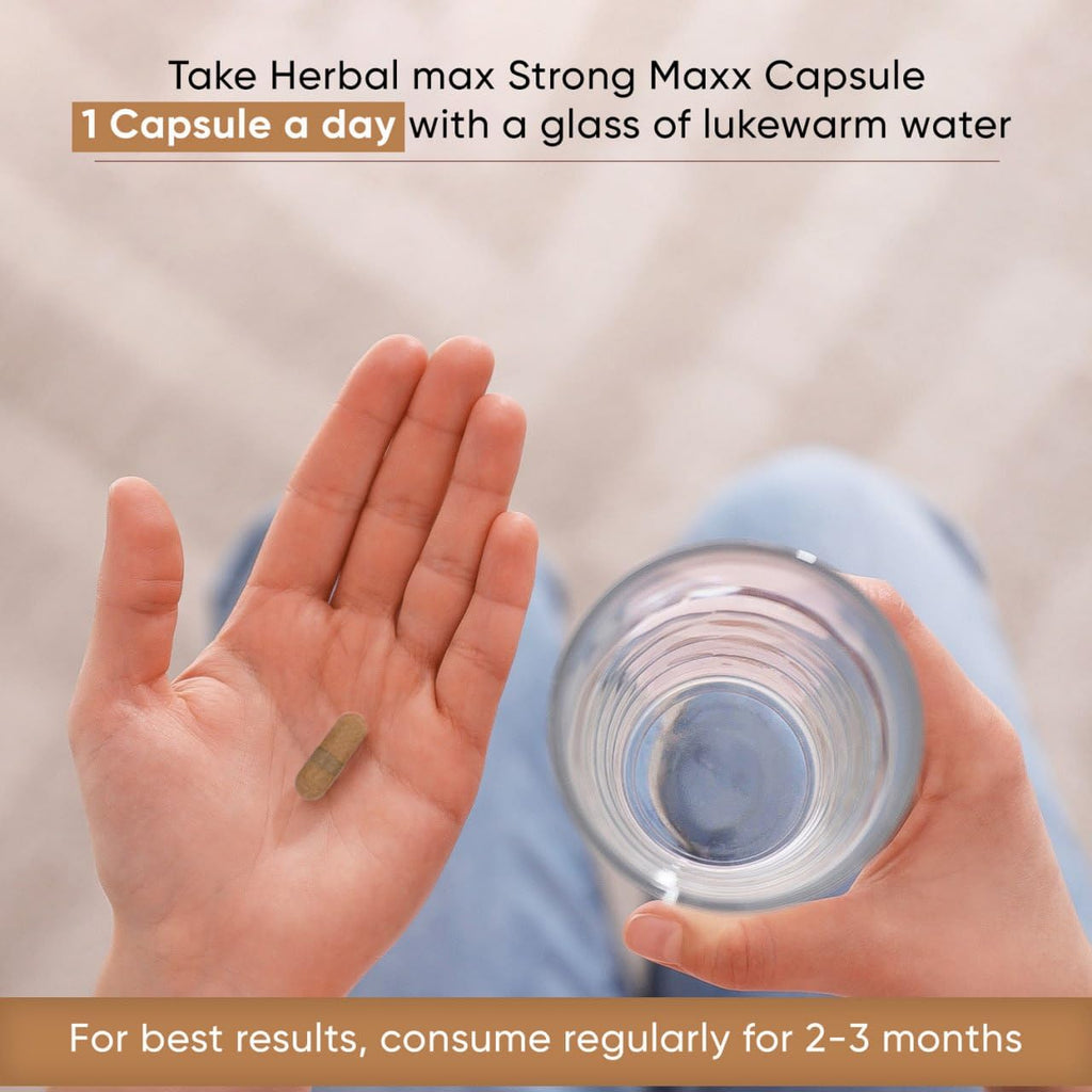 Herbal Max Strong Maxx Maca Root Capsules â€“ 800 mg | 30 Vegetarian Capsules | Natural Energy & Vitality Booster | Ayurvedic Supplement for Men & Women