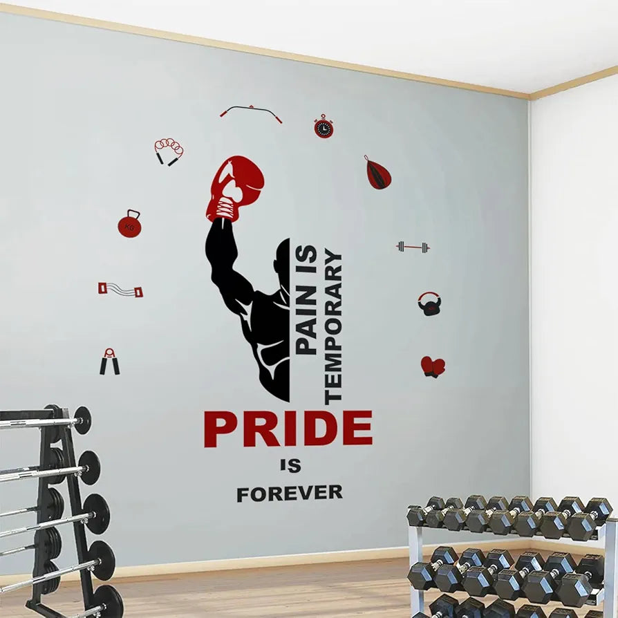 StickMe Gym Fitness Bodybuilding Office Sports Workout Boxing Inspiration Quotes Wall Sticker Decal Premium Large - 160 x 140 cm