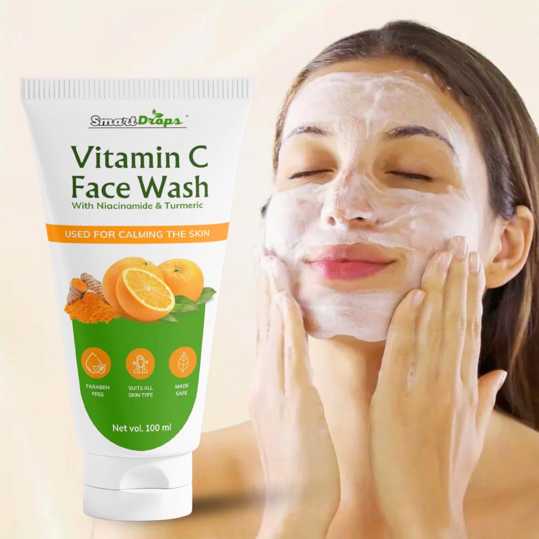Smartdrops Vitamin C Face Wash For Oil-Free Face Wash and Acne-Prone, Dry & Oily Skin | Deep Clean Gentle Cleanser 100 ML