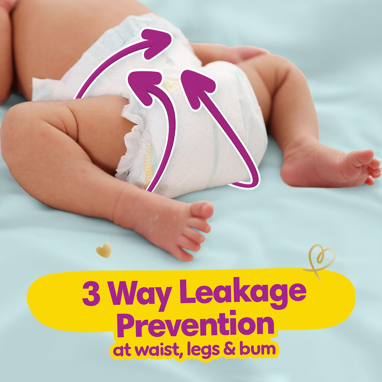 Pampers Active Baby Tape Style Baby Diapers, Newborn/Extra Small (NB/XS) Size, 72 Count, Adjustable Fit with 5 star skin protection, Up to 5kg Diapers