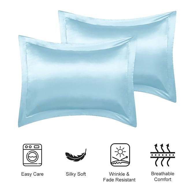 Stoa Paris Pillow Covers, Set of 2 Pieces Satin Pillow Covers Colour Dreamy Blue