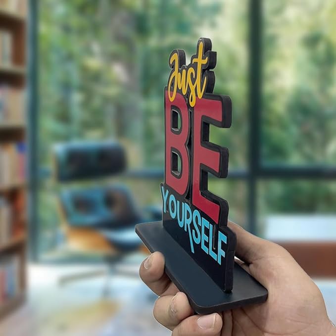 Artvibes Wooden Idols and Figurine Just Be Yourself Quotes Table Decoration for Office Desk | Home Decor | Living Room