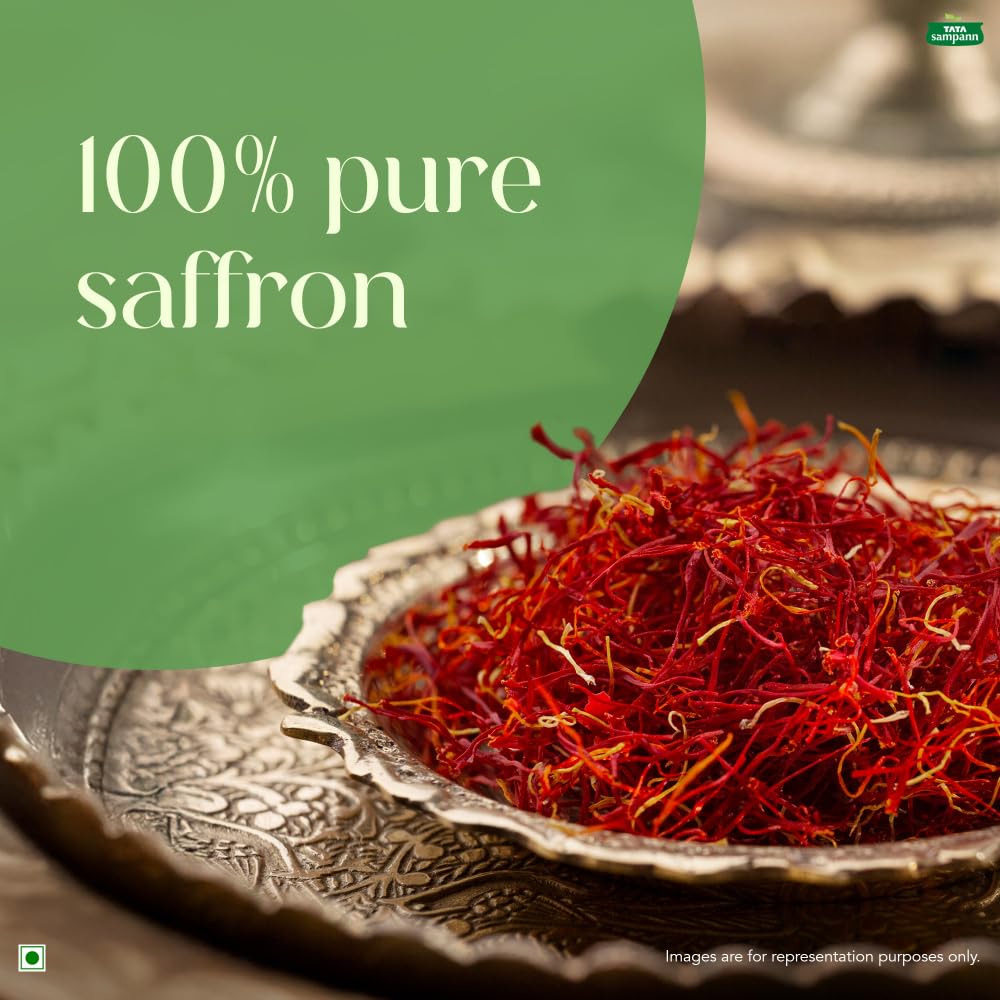 Tata Sampann Golden Saffron, 1g, Natural Aroma & Colour, Pure & Natural Kesar, ISO 3632 Tested