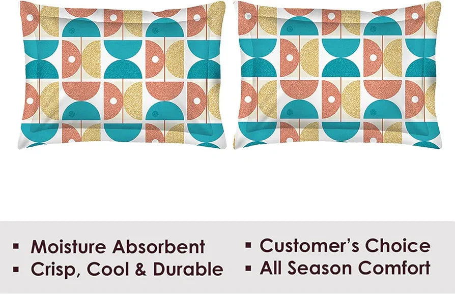Layers Duracount Bedsheet Set for All Seasons Lightweight 225 CVC King Size Blue/Dark Peach