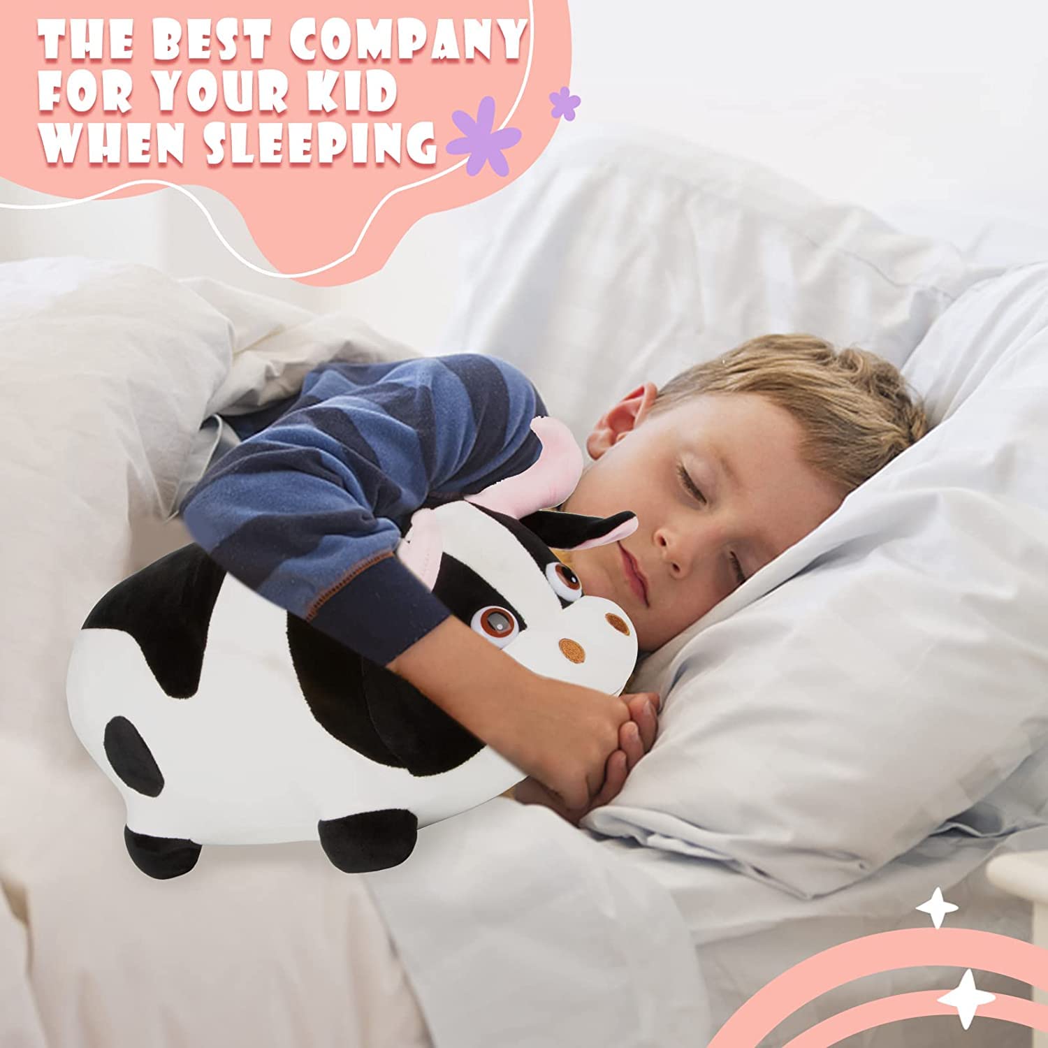 Tickles Cartoon Cow Plush Soft Stuffed Toy Animal Sleeping Pillow Cushion for Kids 30 cm