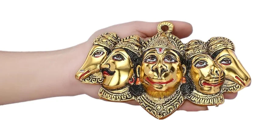 Chhariya Crafts Metal Panchmukhi Hanuman Ji Murti Bajrangbali Idol Wall Door Entrance Statue Protection From Evil Eye