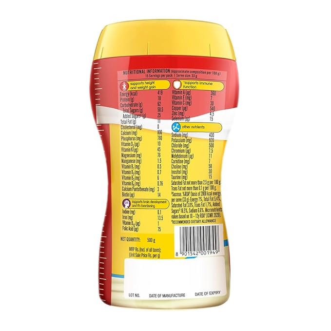 Complan Nutrition Drink Powder for Children Creamy Classic Flavour - 500 gms Jar