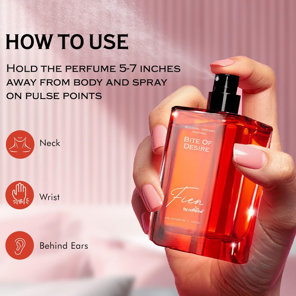 FIEN by mCaffeine Bite of Desire Perfume for Women | Floral Gourmand Scent | 12 Hrs Long Lasting Eau De Parfum with Lavender, Vanilla, Cocoa Premium & Luxurious Perfume for Every Occasion - 100ml