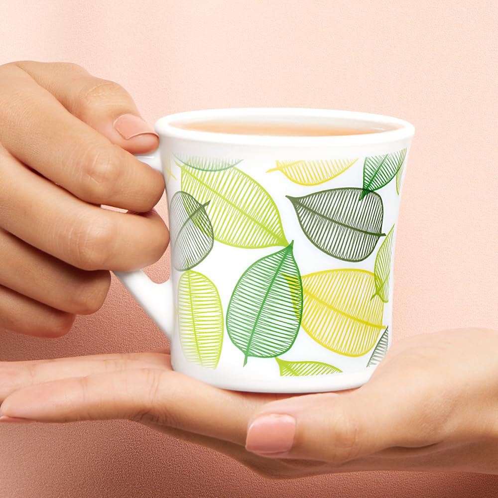 Larah by Borosil Crysta Series Noma Opalware Mug | Set of 6 Tea/coffee Mugs | 210 Ml Each
