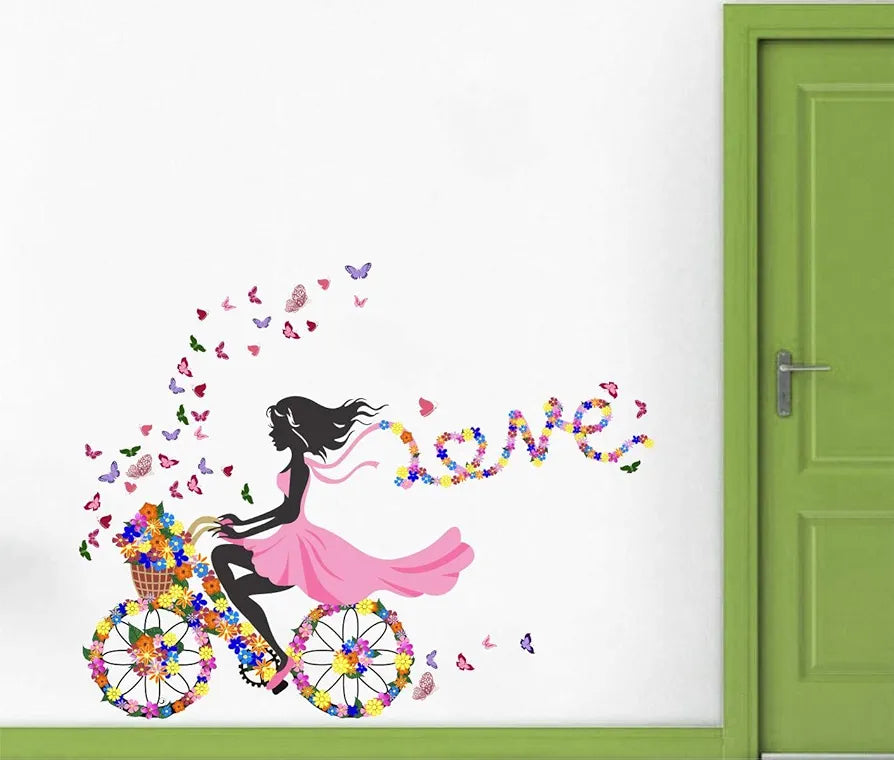 Decal O Decal Motivational Quotes Wall Stickers Girl with Flower and Butterflies