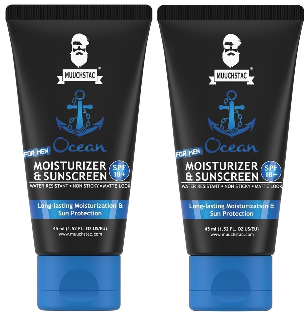 Muuchstac Mens Ocean Moisturizer & Sunscreen Matte Look Spf 18+ Cream - 45 ml (Pack of 2)
