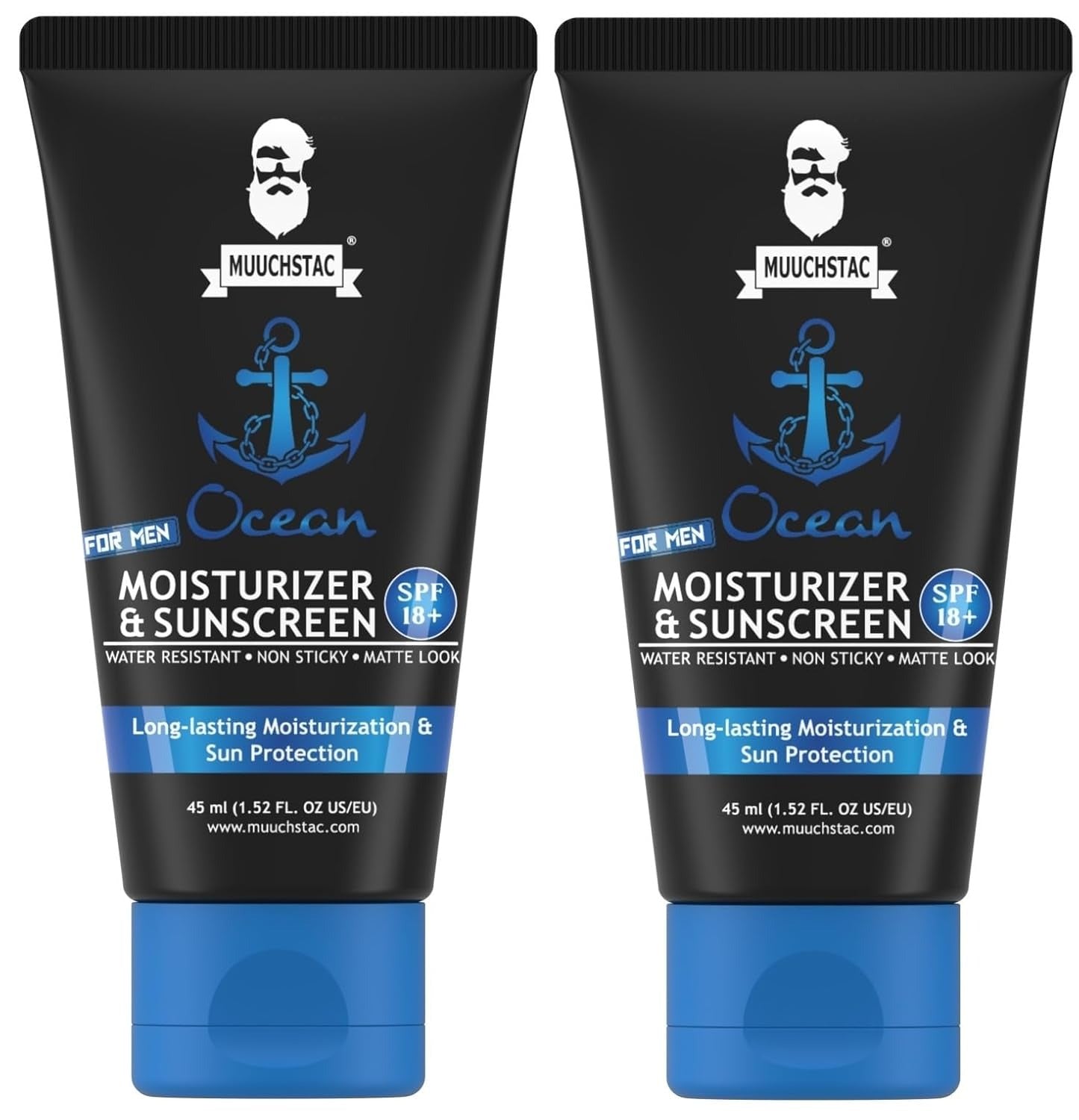 Muuchstac Mens Ocean Moisturizer & Sunscreen Matte Look Spf 18+ Cream - 45 ml (Pack of 2)