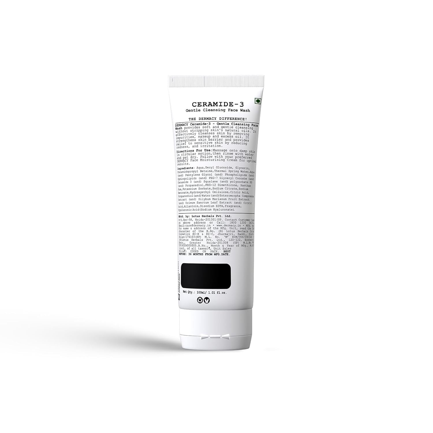 Dermacy Ceramide - 3 Gentle Cleansing Face Wash | Barrier - Strengthening Face Wash That Helps Rinse Toxins & Make Skin Soft | 3 - Essential Ceramides + 2.5% Hyaluronic Acid Complex + ThermoActiv Spring Water|For Sensitive Skin|100ml