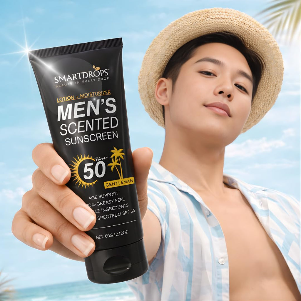 Smartdrops Men Sunscreen SPF 50 Broad Spectrum Face & Body Sun Cream Non Greasy Daily Sun Care Lotion | Sunscreen SPF 50 PA+++ | for Men & Women | 60ml (Pack 1)