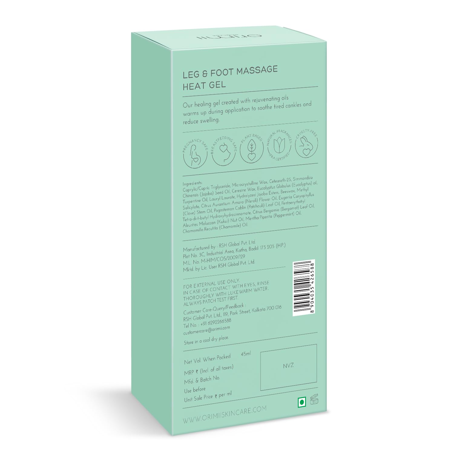 Orimii Leg & Foot Massage Gel For Pain Relief | Heals Swollen Ankles, Leg & Joint Pain | Foot & Leg Pain Relief Product for Pregnant Women | Unique Gel Balm Texture for Quick Absorption (45ml)