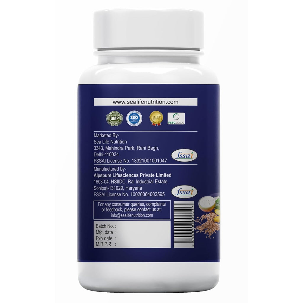 Sea Life Apple Cider Vinegar 500mg Capsules for Weight Loss Management (60 Veg Capsules),Boost Energy | Supports managing blood sugar levels | Improves Cholesterol Levels.