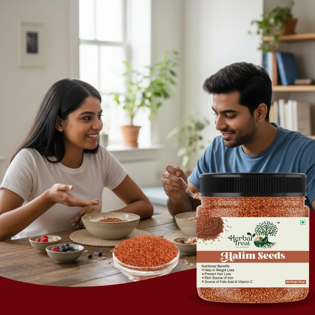 Herbal Treat Halim Seeds 350g | Raw Garden Cress Aliv Seeds for Eating | Iron-Rich Superfood, Supports Digestion & Weight Management | Haleem Seed | Asaliya Seeds Used in Cooking, Baking, Smoothies and Other Beverages