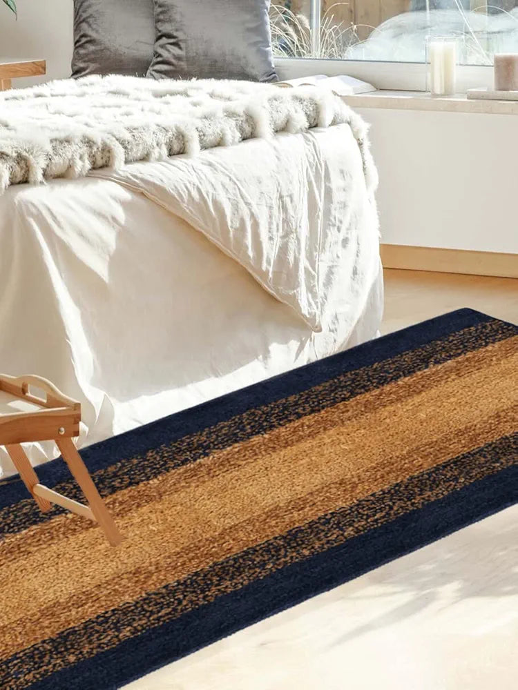 Kuber Industries Shaggy Carpet Polyester Bedside Runner Soft Rug for Hall Offices Bedroom Dark Blue