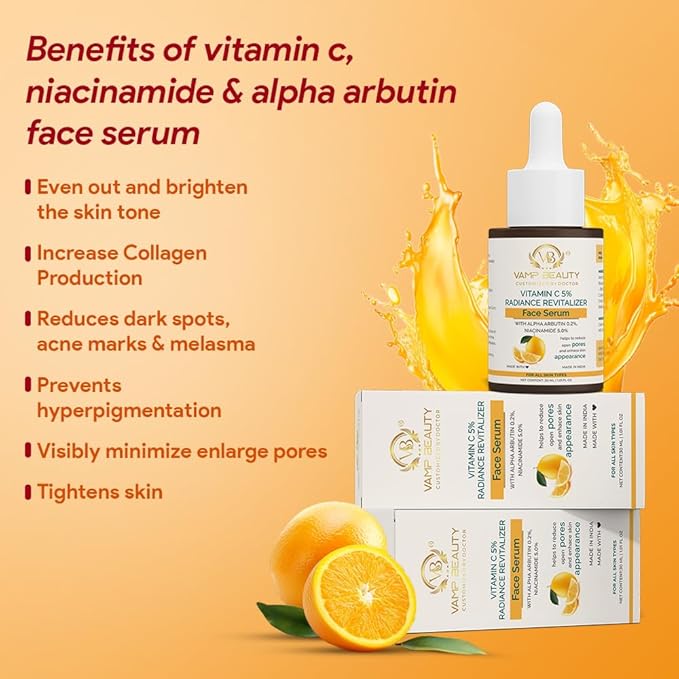 Vamp Beauty Vitamin C 5% Radiance Revitalizer Face Serum - 30 Ml