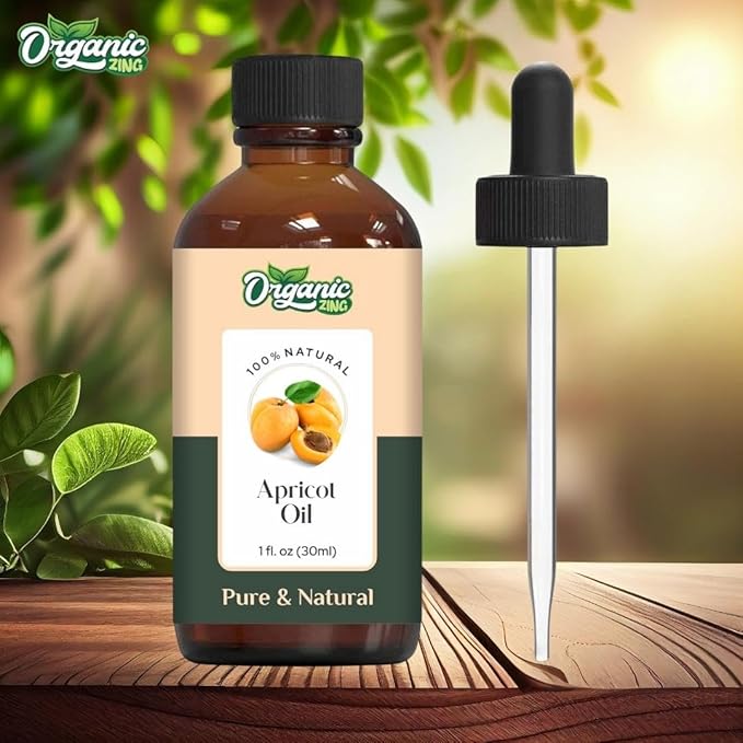 Organic Zing Apricot Oil Pure & Natural for Skin, Face, Hair Care, Aromatherapy, Diffuser, Conditioner - 30 Ml