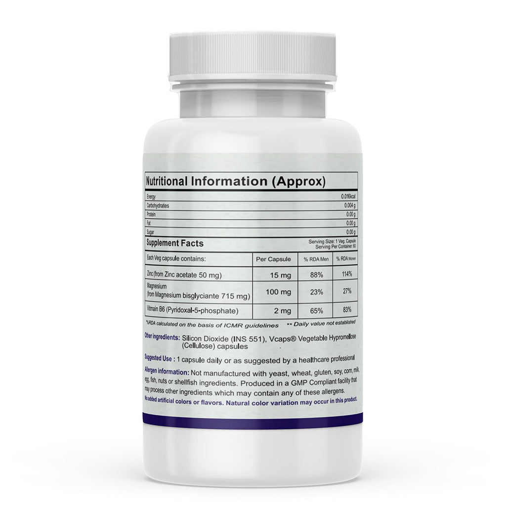 Autoimmunity Care ZMA+ Care | Zinc Magnesium Supplement with Vitamin B6 | Supports Sleep, Muscle Recovery, Brain Health, Immunity & Stress Relief | ZMA Supplement for Men & Women | 60 Caps (30 doses)