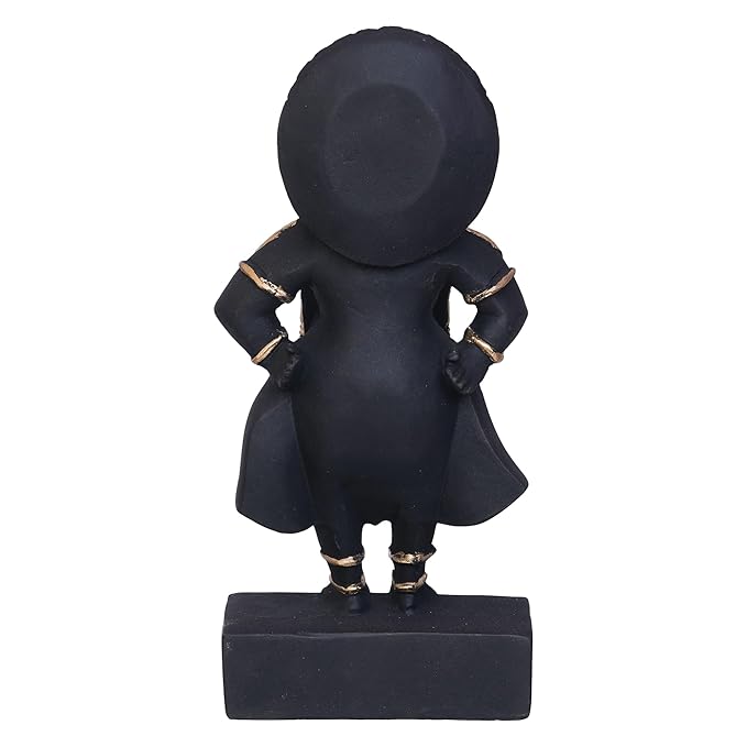 Ecraftindia Black & Golden Polyresin Handcrafted Standing Lord Ganesha Statue