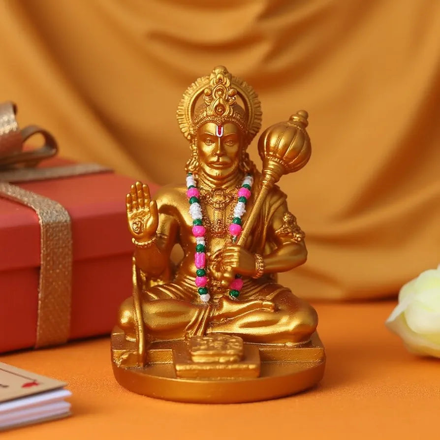 Unovate Resin Hanuman Idol for Car Dashboard Gold