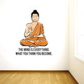 Rawpockets Decals Peaceful Buddha and Quote on Mind Large Size Wall Sticker