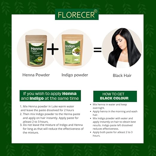 Florecer Organic Indigo Powder For Hair Black - 100 gms