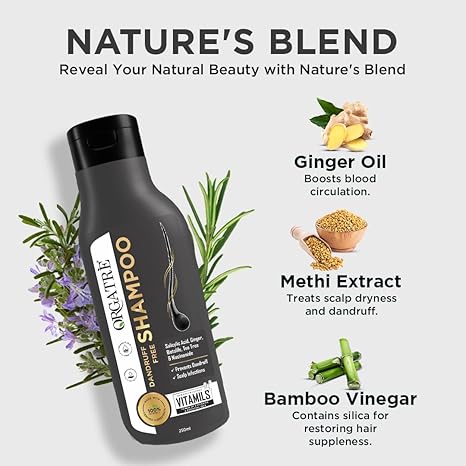 Orgatre Tea Tree Ginger & Rosemary Anti-Dandruff Shampoo - 250 ml