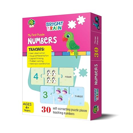 The Book Tree Bright Brain Numbers 30 Piece Jigsaw Puzzle for Preschoolers Educational Toy for Learning