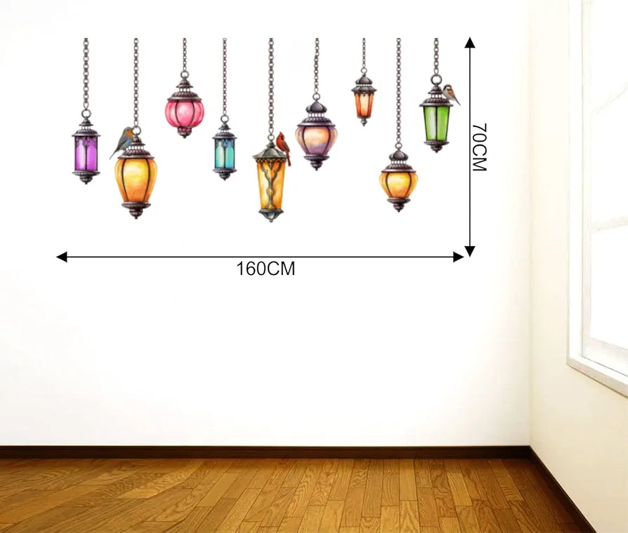Rawpockets Colourful Classic Hanging Lamp Decorative Self Adhesive Wall Sticker