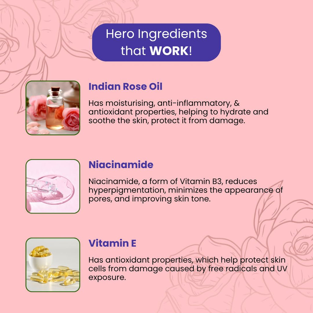 Aromablush - Rosy Radiance Shower Gel | Indian Rose Oil, Niacinamide, Vitamin E | Brightening & Hydrating | Floral Fragrance & Gentle Cleanse | Sulfate-Free & Paraben-Free | All Skin Types | 300ml