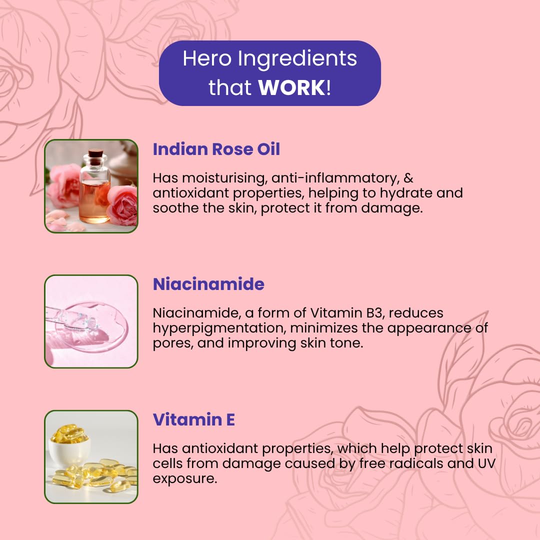 Aromablush - Rosy Radiance Shower Gel | Indian Rose Oil, Niacinamide, Vitamin E | Brightening & Hydrating | Floral Fragrance & Gentle Cleanse | Sulfate-Free & Paraben-Free | All Skin Types | 300ml