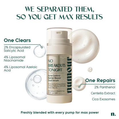 Numour No Breakouts Tonight Acne Control Barrier Repair Dual Serum