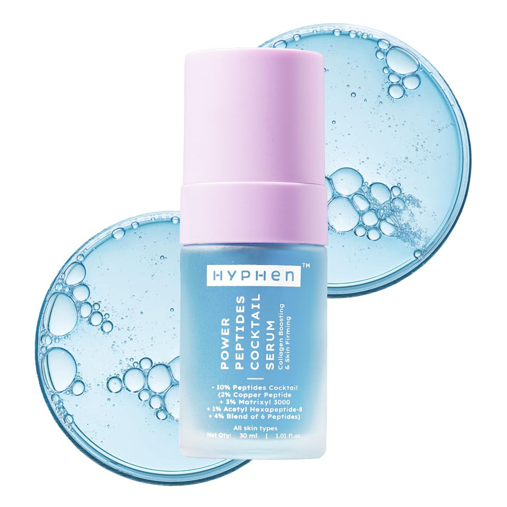 Hyphen 10% Power Peptide & 2% Copper Peptide Serum| Advanced Anti-Aging Formula | Reduces Fine Lines & Wrinkles | Glowing Skin | Face Serum For Men & Women | All Skin Types - 30ml