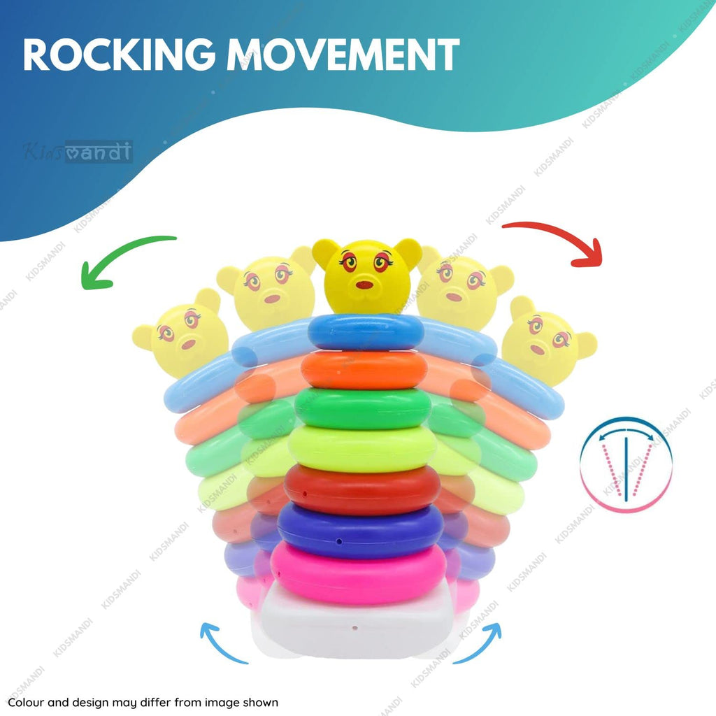 Kids Mandi Smiley Teddy Bear Face Stacking Rings Toys for Kids 7 Ring Multi Color