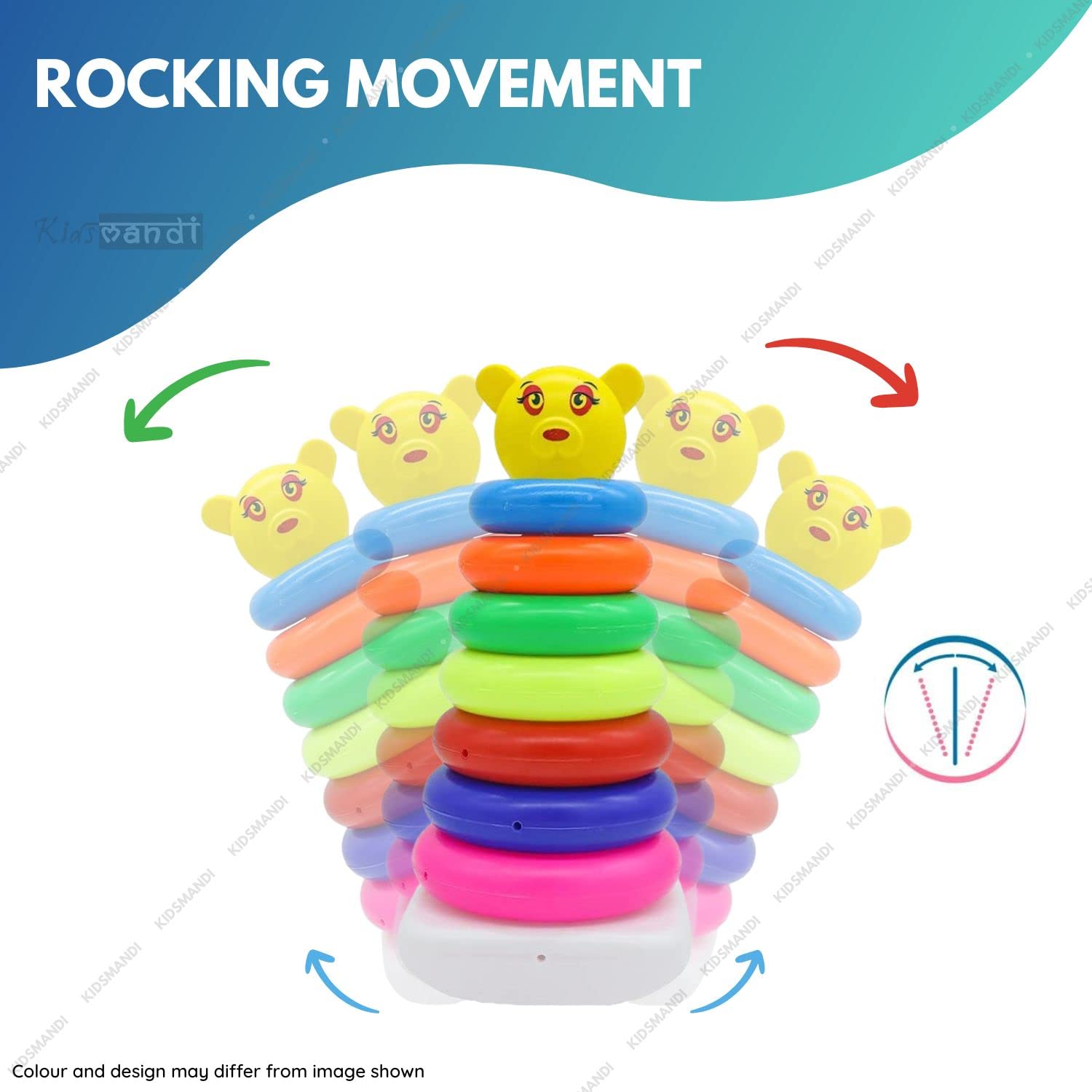 Kids Mandi Smiley Teddy Bear Face Stacking Rings Toys for Kids 7 Ring Multi Color