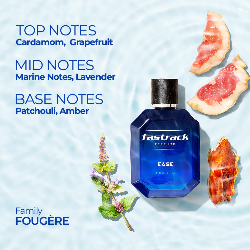 Fastrack Perfume Ease |Scent for Men| 100 ml EDP |Long lasting Smell |Aqua Fragrance| Crafted by European experts|Best gift for Man