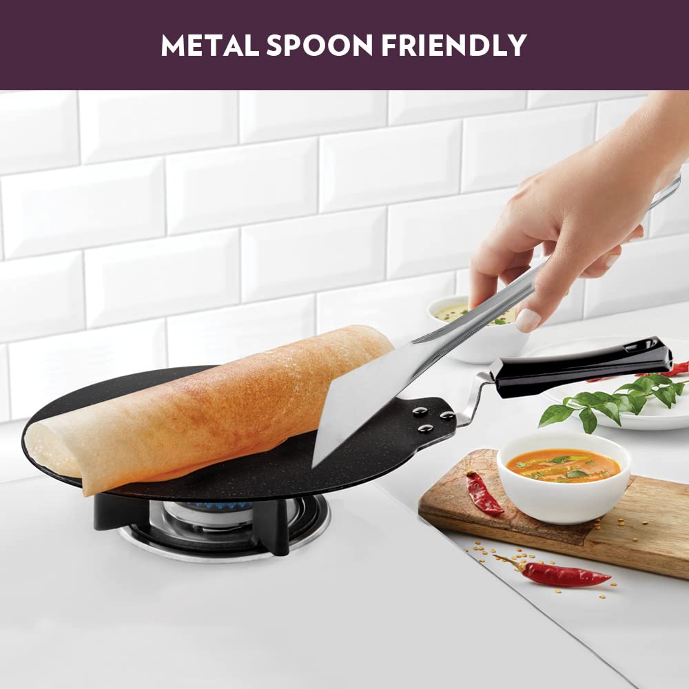 Borosil Granito Non-stick Dosa Tawa | Induction Friendly | Granite Finish | Pfoa-free | 31 Cm Diameter | Black