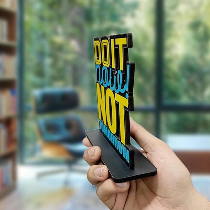Artvibes Wooden Idols and Figurine Do It Now Not Tomorrow Quotes Table Decor for Office Desk Alphabet Showpiece