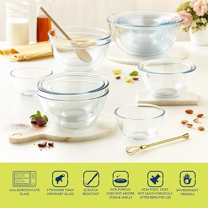 Borosil 3.5 L Serving & Mixing Borosilicate Glass Bowl | Multipurpose Round Bowl for Kitchen & Dinning