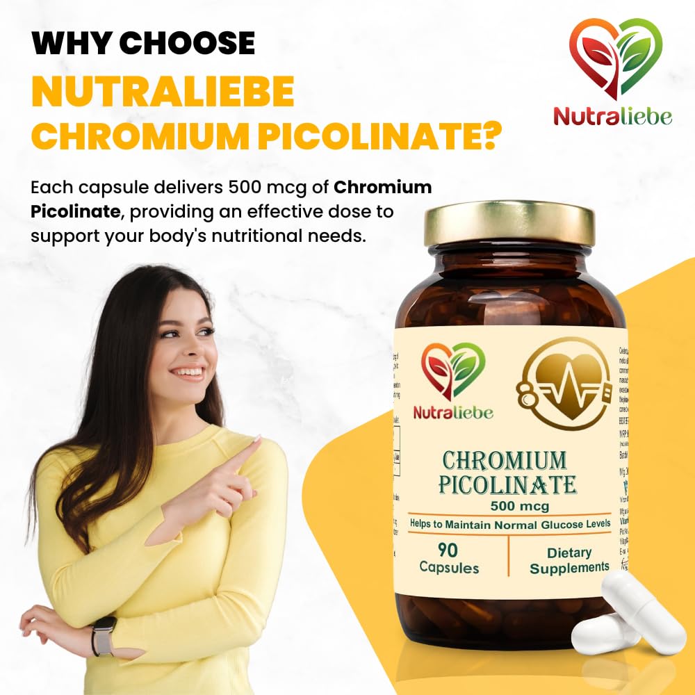 Nutraliebe Chromium Picolinate 400mcg- Optimal Blood Sugar Support, 90 Capsules