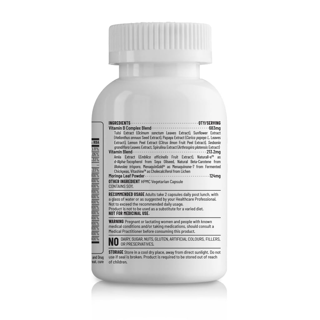 Unived Wholefood Multivitamin for Women | Vegan Plant-Based Multivitamins A, B-Complex, C, D3, E, & K2-7| Natural, Wholefood Plant Based, & Vegan | 60 Capsules