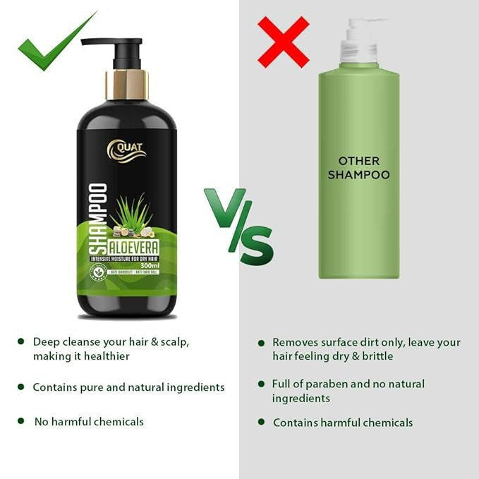 Quat Natural Aloevera Silky & Stronger Hair Shampoo - 300 ml