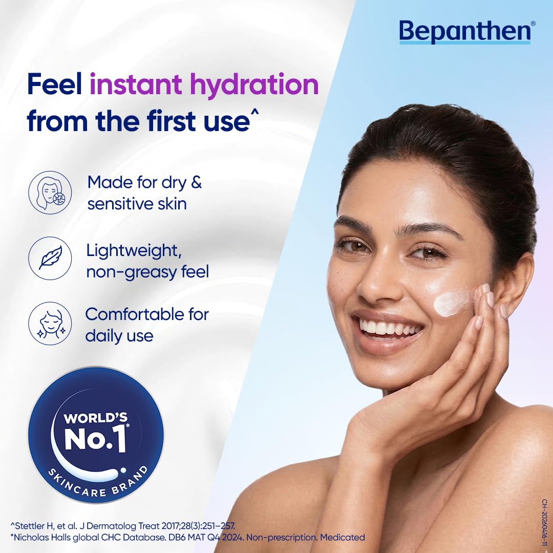 Bepanthen SensiControl Daily Moisturizing Cream (100g), Worldâ€™s No.1 Skincare Brand For Dry & Sensitive Skin, Moisturizer for Dry Skin & Hydration in Summer, Clinically Proven Barrier Repair, Dermatologically Approved