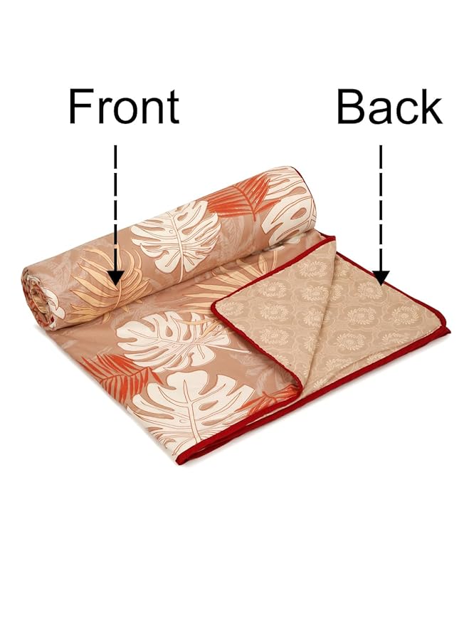 Cortina Ultra-Soft Microfiber Reversible 120 GSM Abstract Double AC Blanket Quilt Dohar | Brown