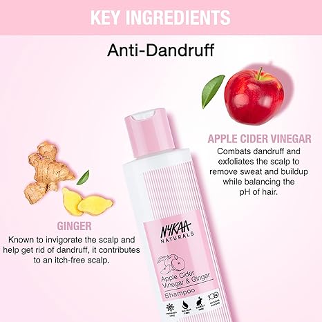 Nykaa Naturals Apple Cider Vinegar & Ginger Anti-Dandruff Shampoo - 400 ml